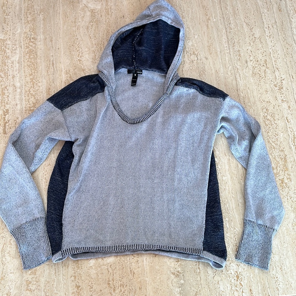 Aqua Two Toned 100% Cotton Hoodie (size Large)